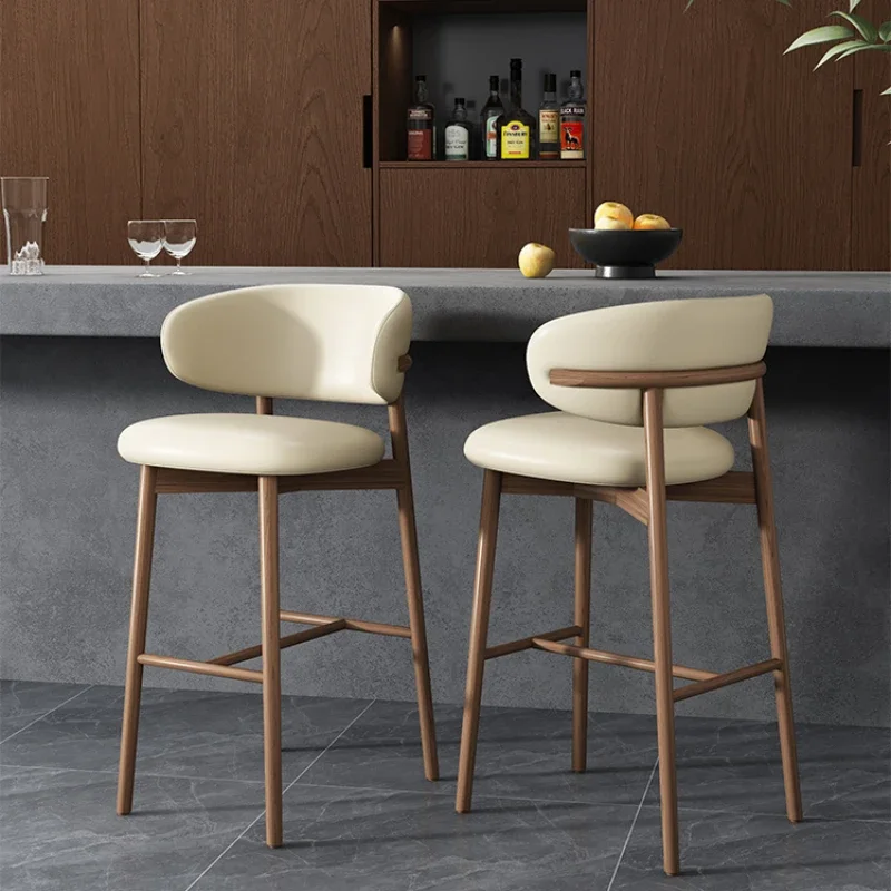 

Modern Solid Wood Table Chair Light Luxury Nordic Minimalist Bar High Legged Designer Minimalist Internet Famous Bar Chair