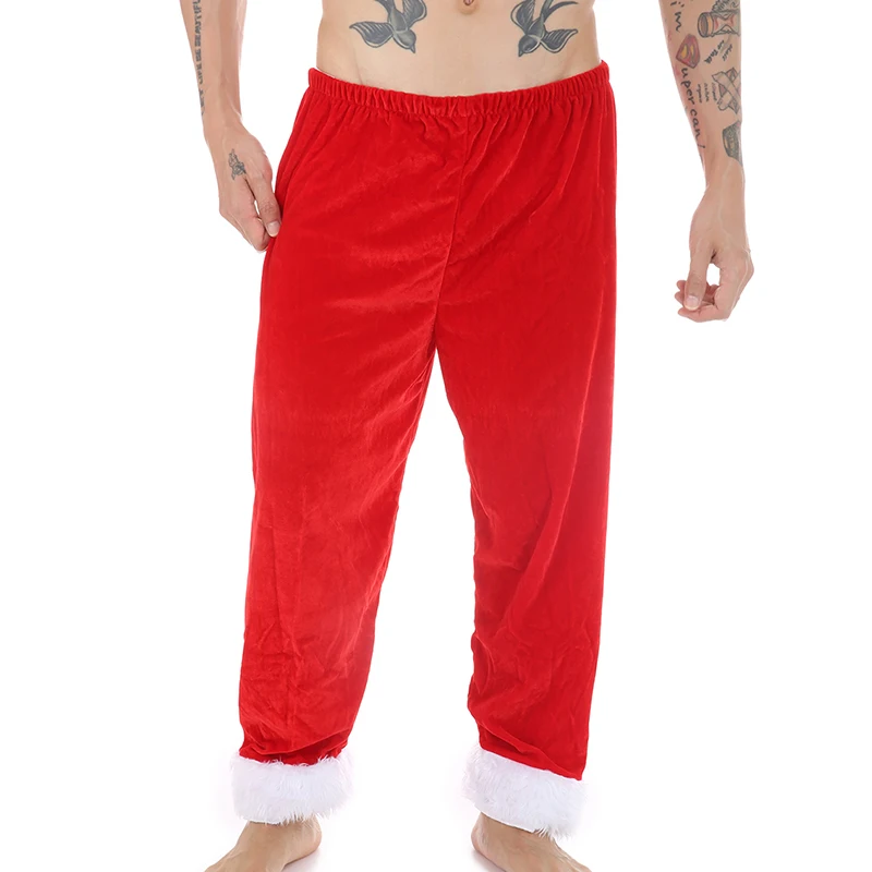 Weihnachtsmann Hose Roter Samt Weihnachtskostüme Feier Kostüme Unisex Zuhause Pyjama Hosen Warme lange Unterhosen – Detail 2