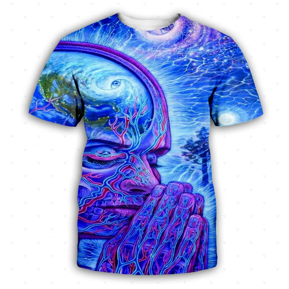 Trippy Mandala Psychedelic Colorful Tattoo Vintage Retro 3DPrint Streetwear Summer Harajuku Casual Funny Short Sleeve T-Shirts A