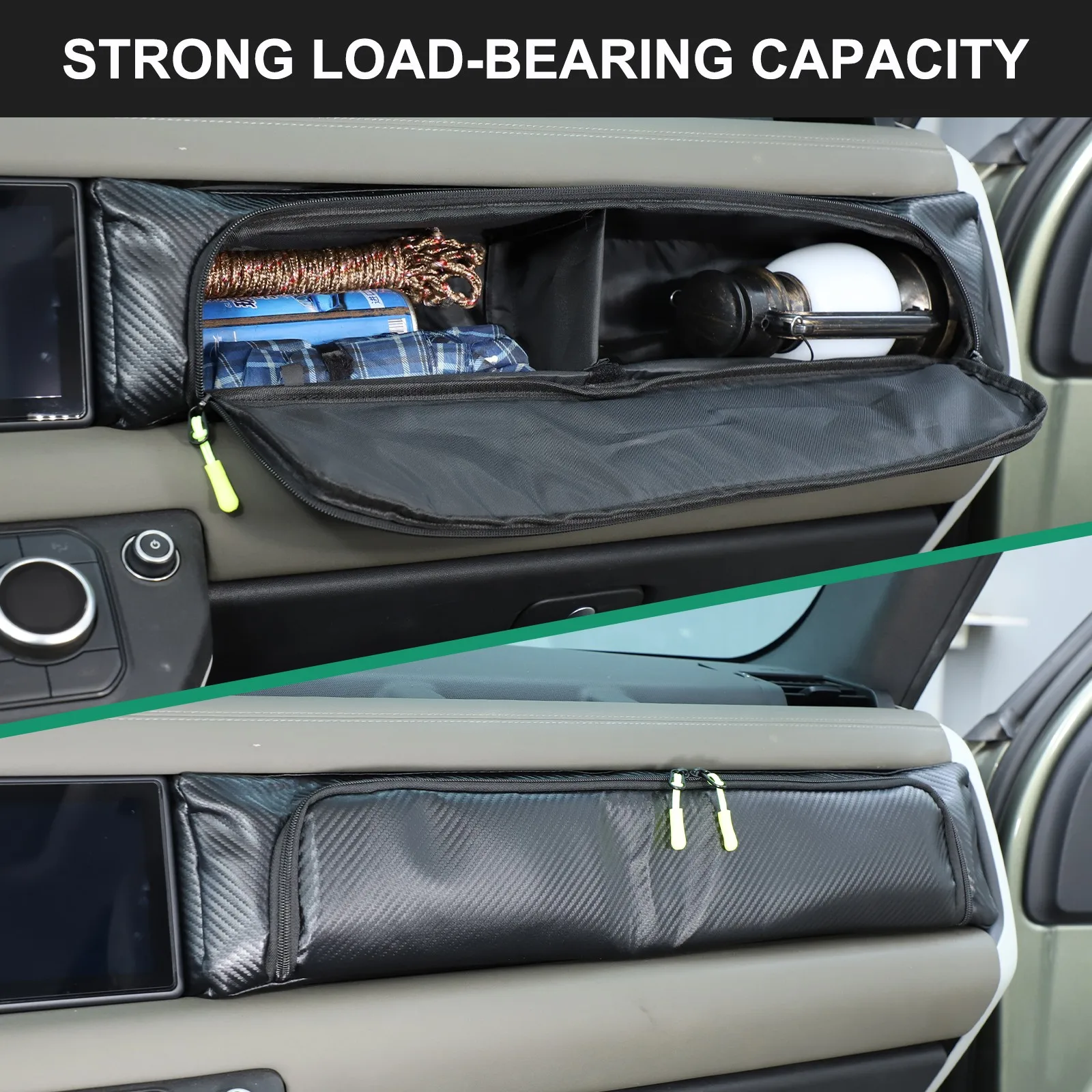 حقيبة تخزين لوحة قيادة السيارة من الحبوب الكربونية لسيارة لاند روفر ديفندر 90 110 130 2020-2025 حقيبة تنظيم متعددة الأغراض #5