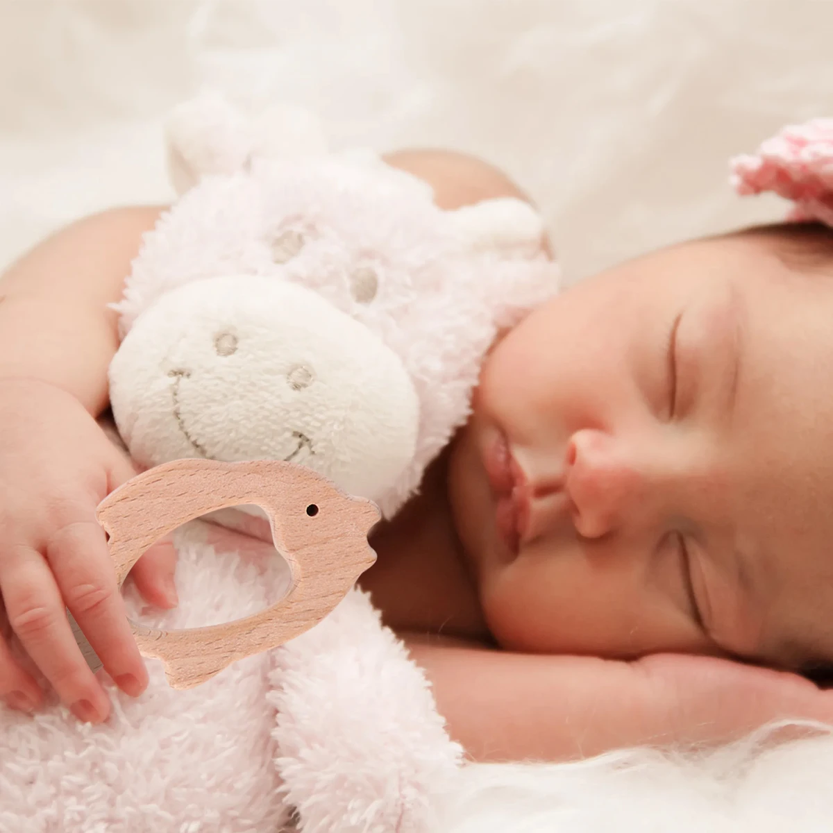 5 قطع من حلقات عضاضة خشبية للأطفال الرضع من أجل مستلزمات التسنين المريحة للتعليم المبكر