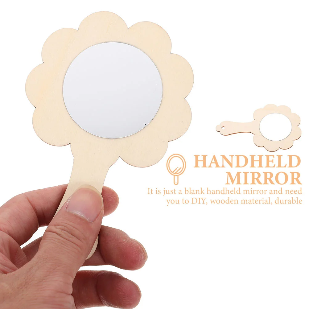 5 قطع مرآة خشبية محمولة غير مطلية دهان داي مرايا فارغة للنشاط العائلي التعليمي مرآة خشبية ذاتية الصنع