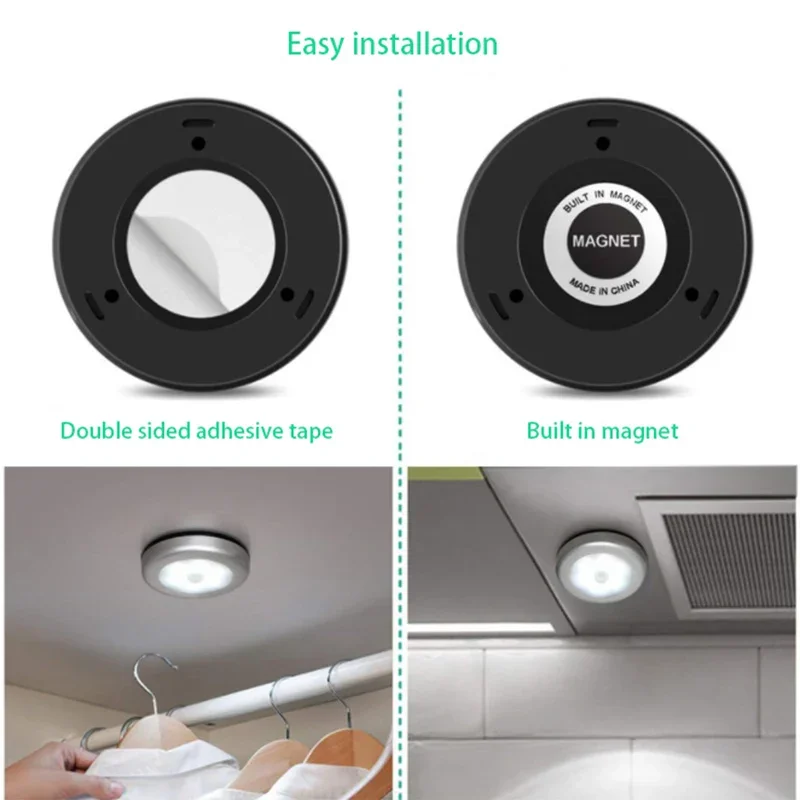 Ronde 6LED bewegingssensor keukenkast verlichting kast led-licht met gemagnetiseerd