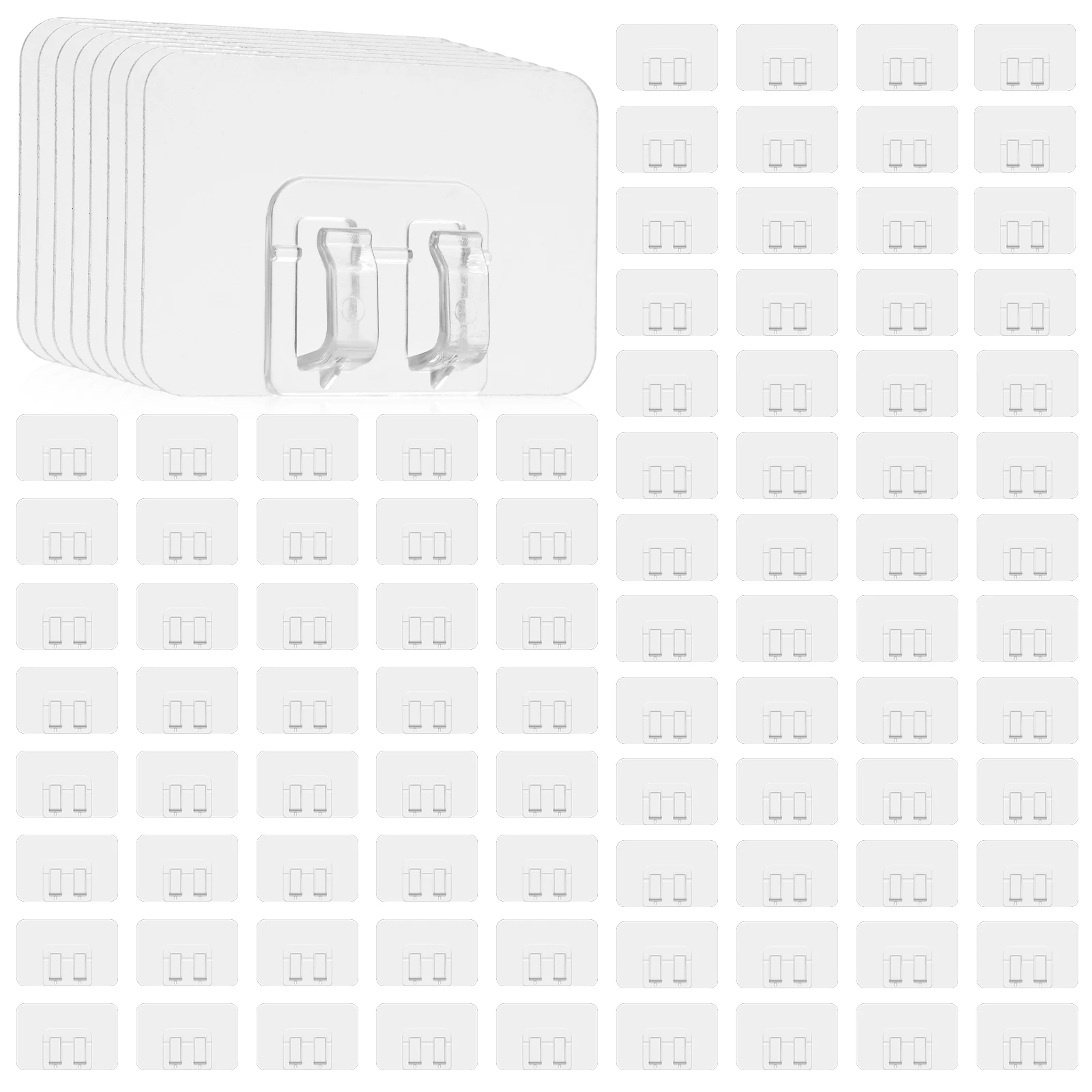 

100pcs Lamp String Lights Hooks No Punch Hooks Patch Shelf Snap Clip Transparent Sticky Hooks