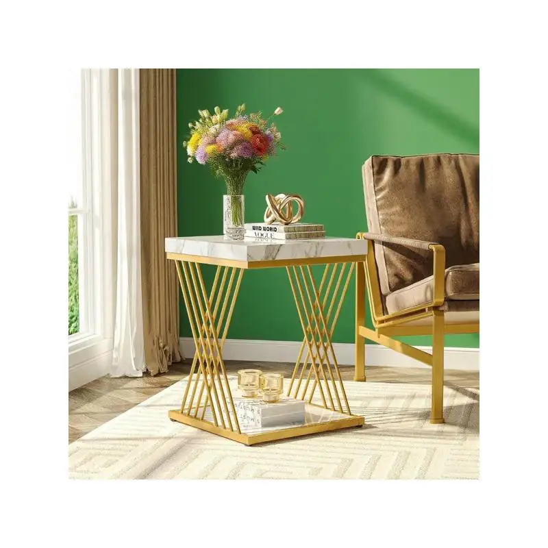 طاولة نهاية خشبية - أثاث حديث لغرفة المعيشة أو غرفة النوم أو المكتب، تصميم أنيق مع رف تخزين، منزل متعدد الاستخدامات