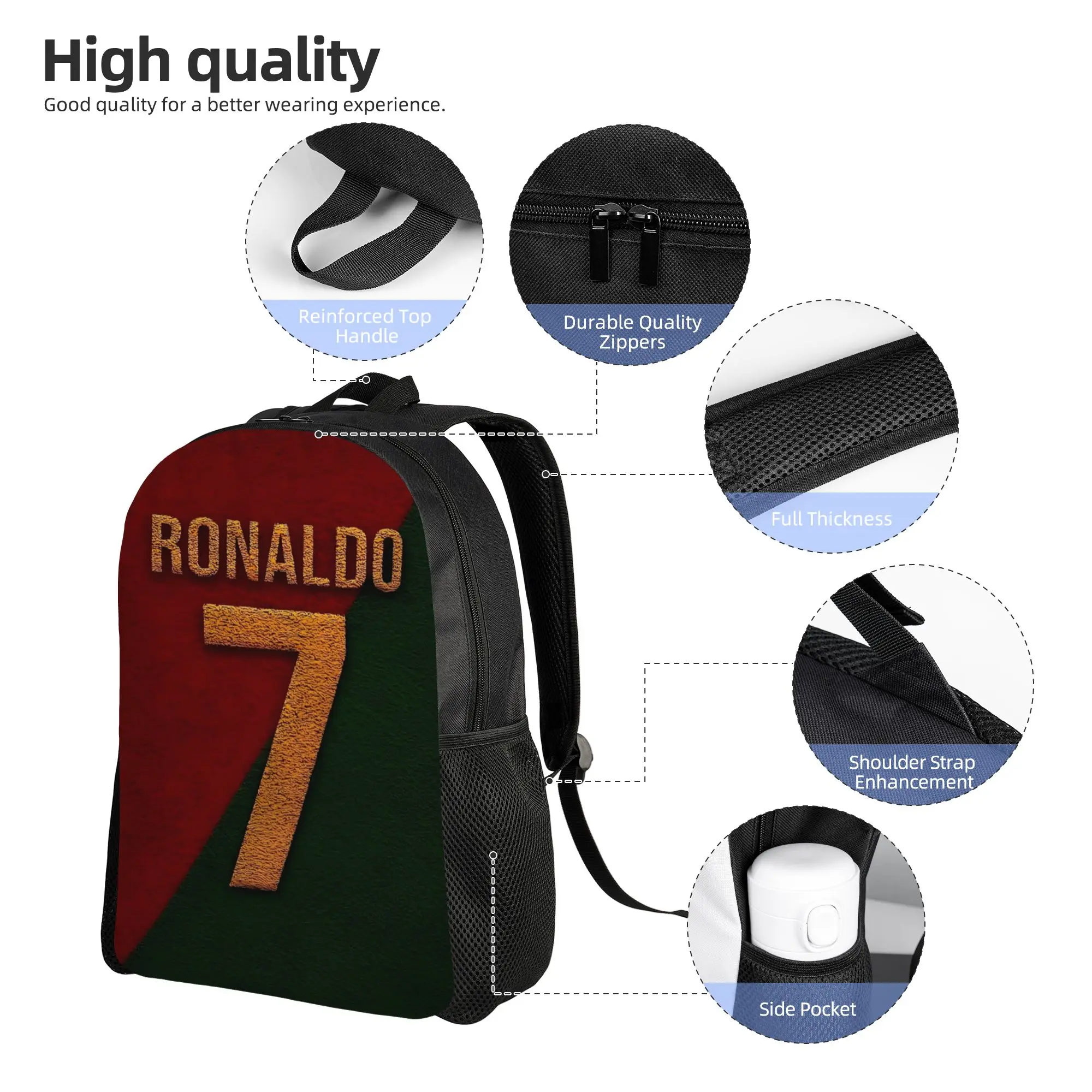 Dynamic Soccer Player Backpack Boy Girl R-Ronaldos 2026 Lightweight Backpacks Polyester School Bags High Quality Rucksack view 4