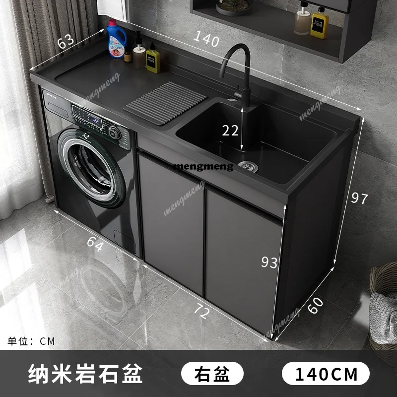 

Balcony Laundry Cabinet Space Aluminum Laundry Pool Quartz Stone Living Room Cabinets Sink Basin Washing Furniture Lavabi