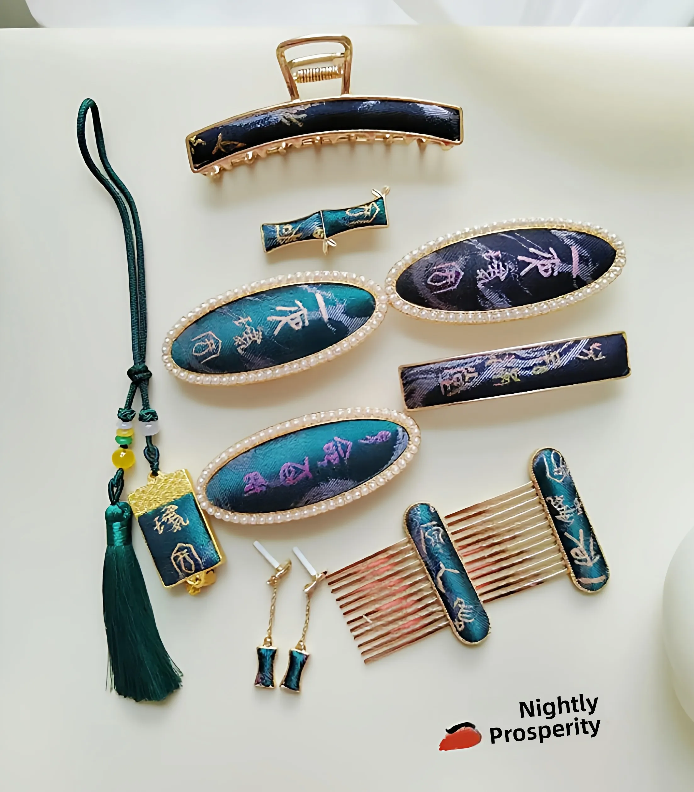Handmade Song Jin Shu Jin Hair Clip Spring Clamp Carriage Hanging Ornament Accessory Set Gift Non-Traditional Handicraft