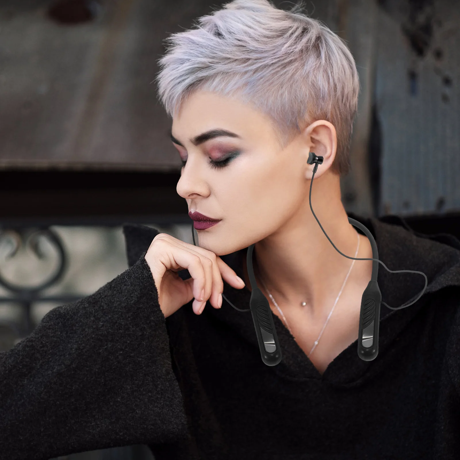 

Earphones Wireless Neckband Long Digital Display Card Slot For Sports Gaming Outdoor Activities