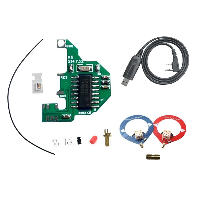 SI4732 Module And Crystal Oscillator+2Xdonut Antenna+Programming Cable FPC For Quansheng UVK5/K6 Dual Antenna Solution