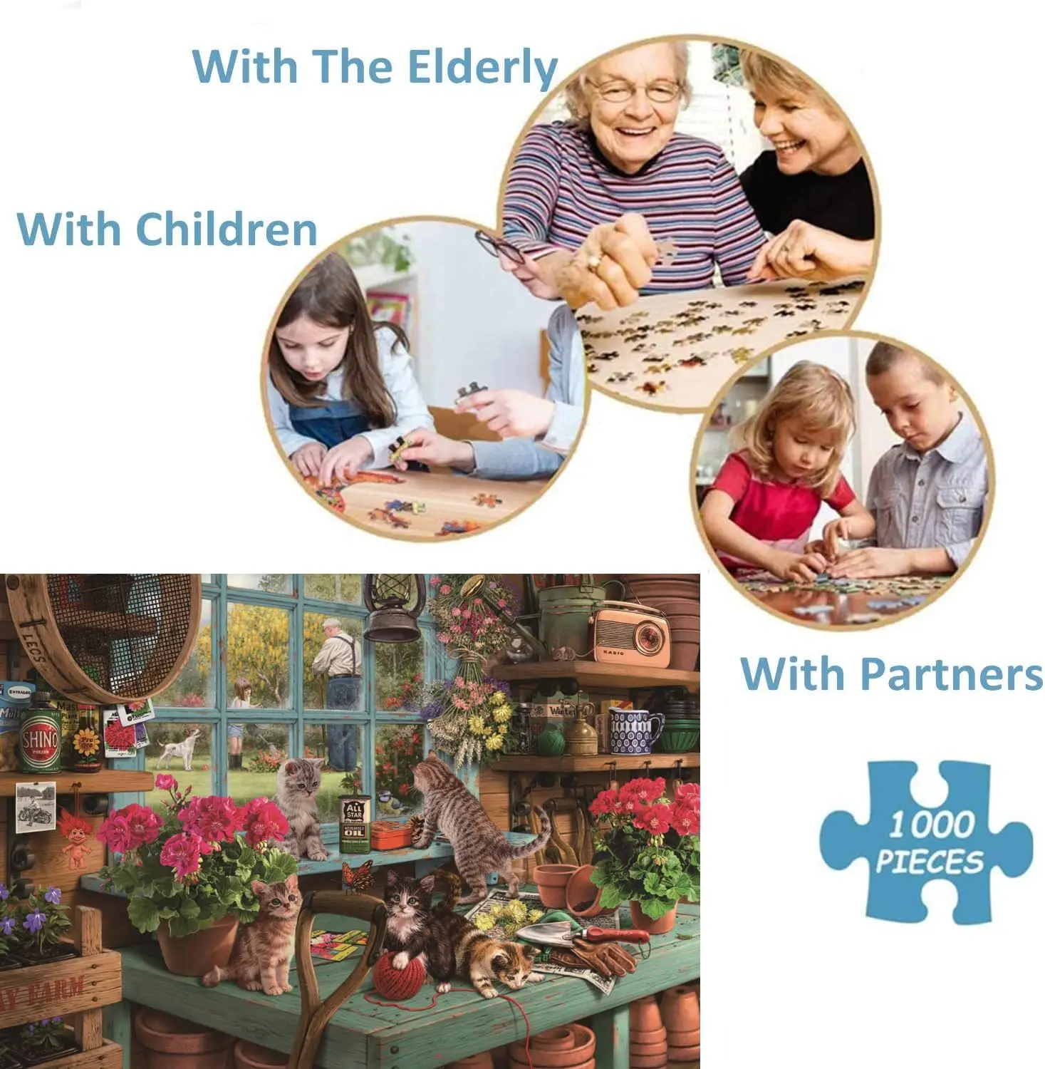 500 Pieces Jigsaw Puzzle Naughty Cats Woode Puzzle Unique Gift for Adult Kids Friend Animal Lover Home Office Bedroom Wall Decor