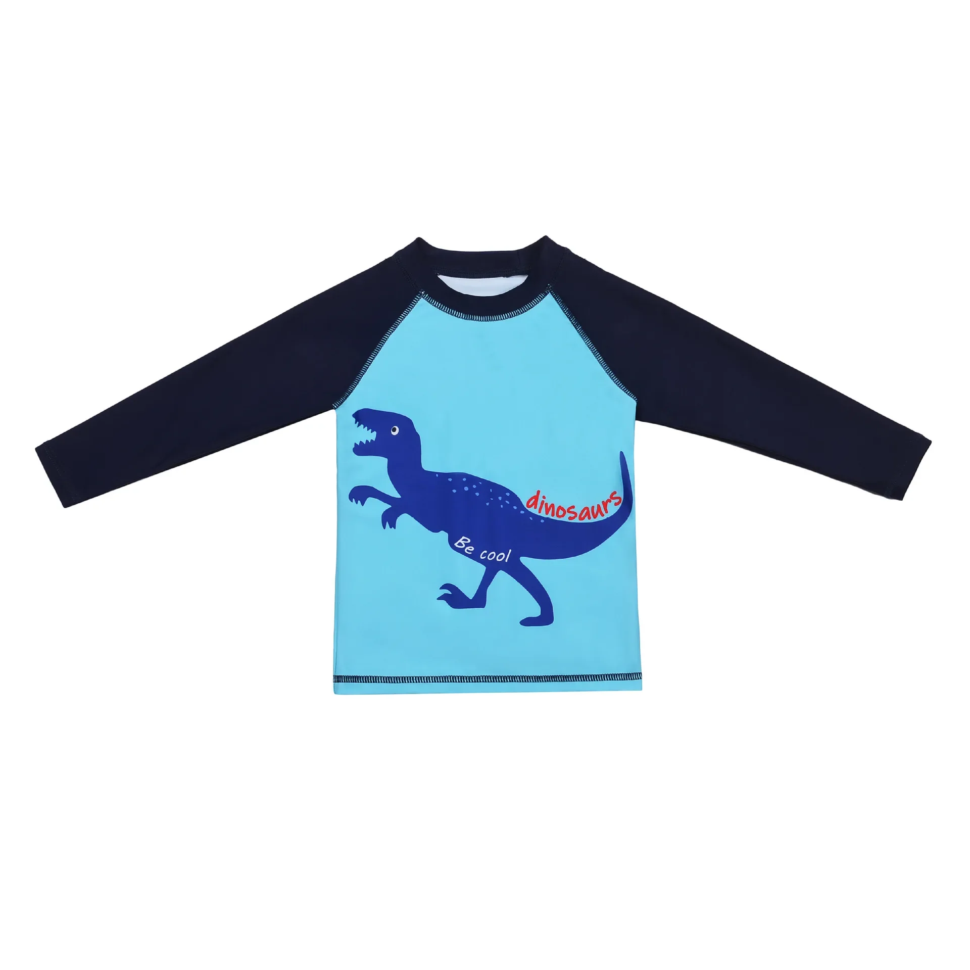 Children's Swimsuit Boys Suit Sunscreen Professional Cartoon Dinosaur Surf Suit Long Sleeve  Boys Split Swimwear with Cap