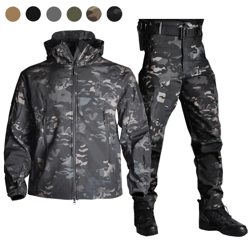 

Tactical Uniform Airsoft Paintball Shooting Breathable Clothes Combat Outdoor Sport Climbing Hiking Softshell Jacket + Pants Set