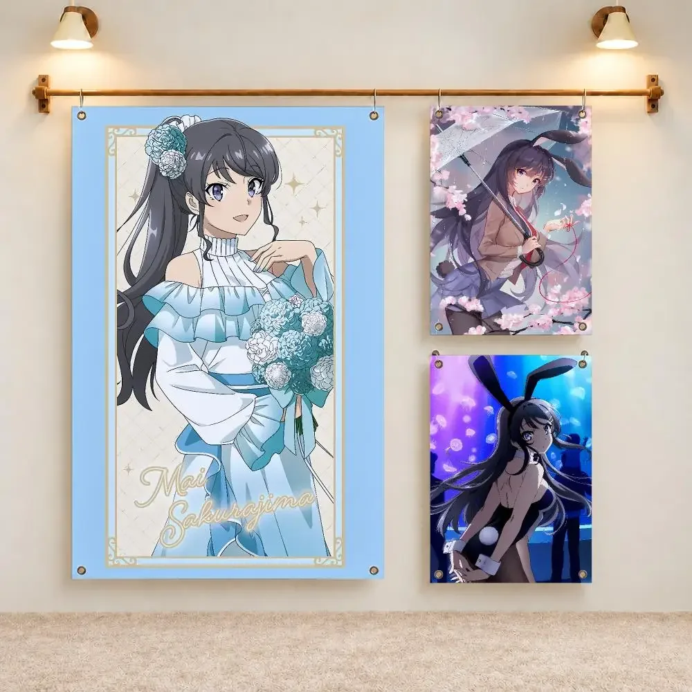 Popular Anime B-Rascal Does Not Dream Of Bunny Girl Senpai Sakurajima Mai Flags Indoor Outdoor Decor Easy Hanging Bright