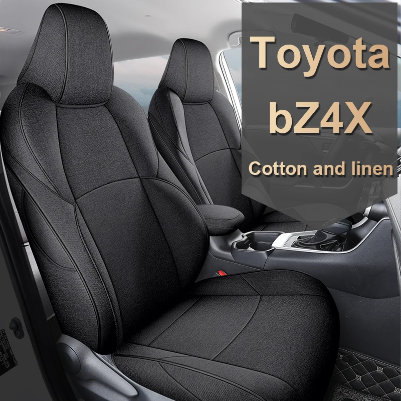 Car Seat Cover Cotton and Linen Seat Kits Specific Customize for Toyota bZ4X Full Covered with Front and Rear Full Set