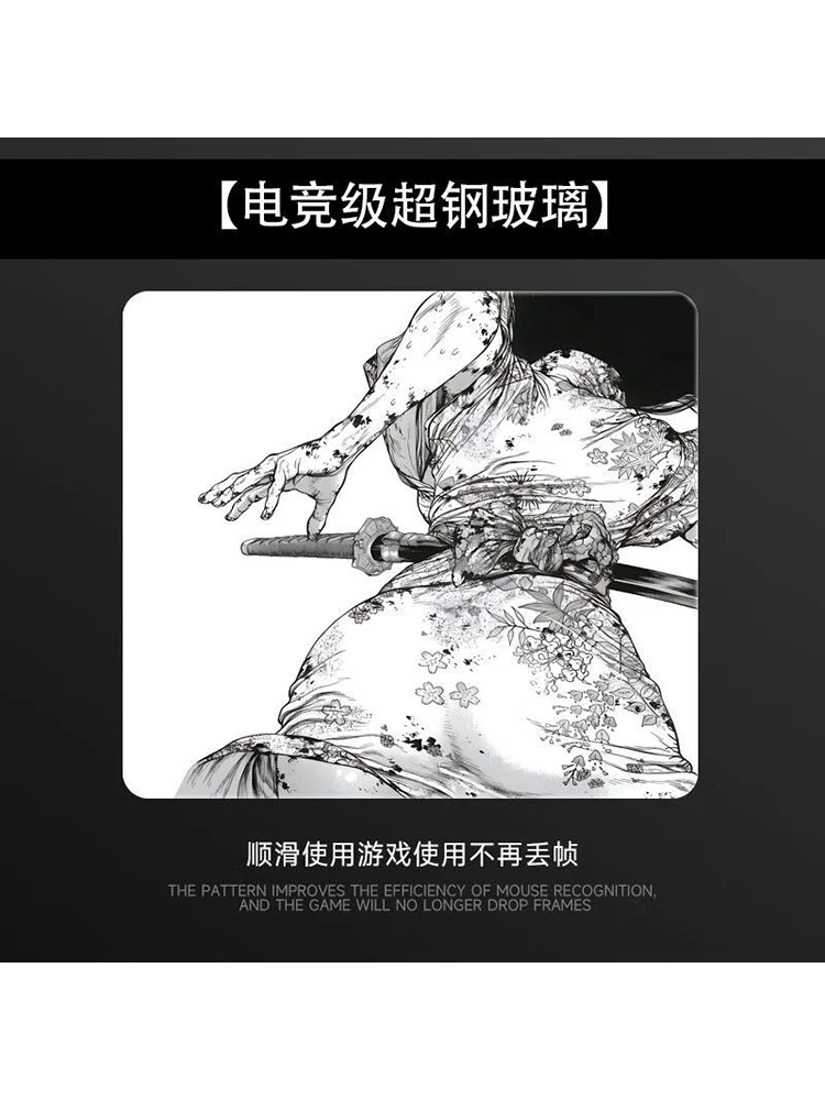 Japanese Black White Girl's Back Glass Mouse Pad without Locking Edge Mouse Pad Simple Pad Student Computer Laptop Table Mat