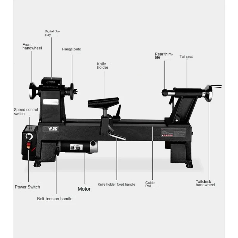 W30 Small Woodworking Lathe Multi-function W20 250W Mini Woodworking Lathe Stepless Speed Change Woodworking Lathe 750w