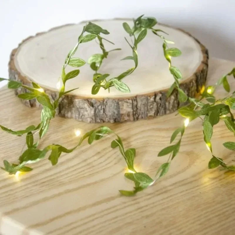 بطارية تعمل بالطاقة الخضراء ورقة LED سلسلة أضواء 2 متر 5 متر الاصطناعي الكرمة الجنية أضواء لحفل زفاف المنزل زينة عيد الميلاد #3