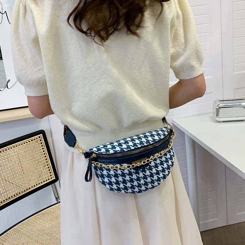 Canvas One Shoulder Waist Bag for Women Chain Crossbody Handbags Designer Brand Fanny Pack Female Shopper Messenger Chest Purses