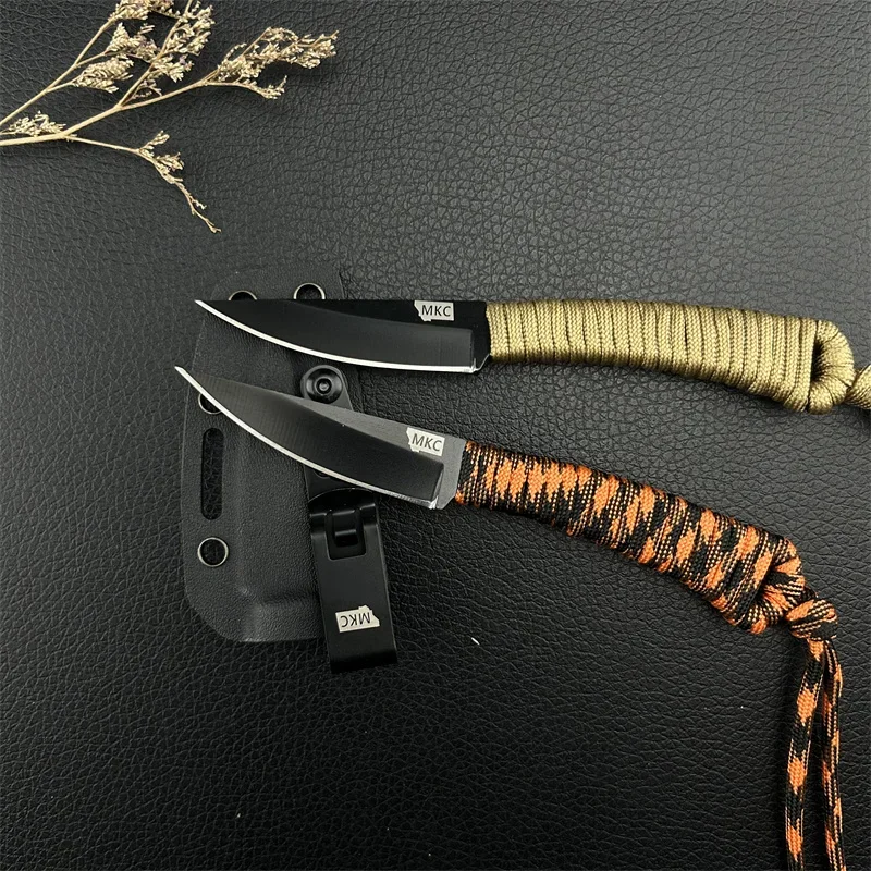 MKC Straight Knife Camping Outdoor Nylon Rope Handle Fishing Self-defense Survival Hiking Portable High Quality with Kydex Knife