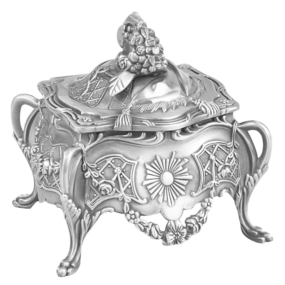 Vintage Jewelry Box Metal Storage Case for Bracelets Brooches Smooth High Foot Container ganizer for Female
