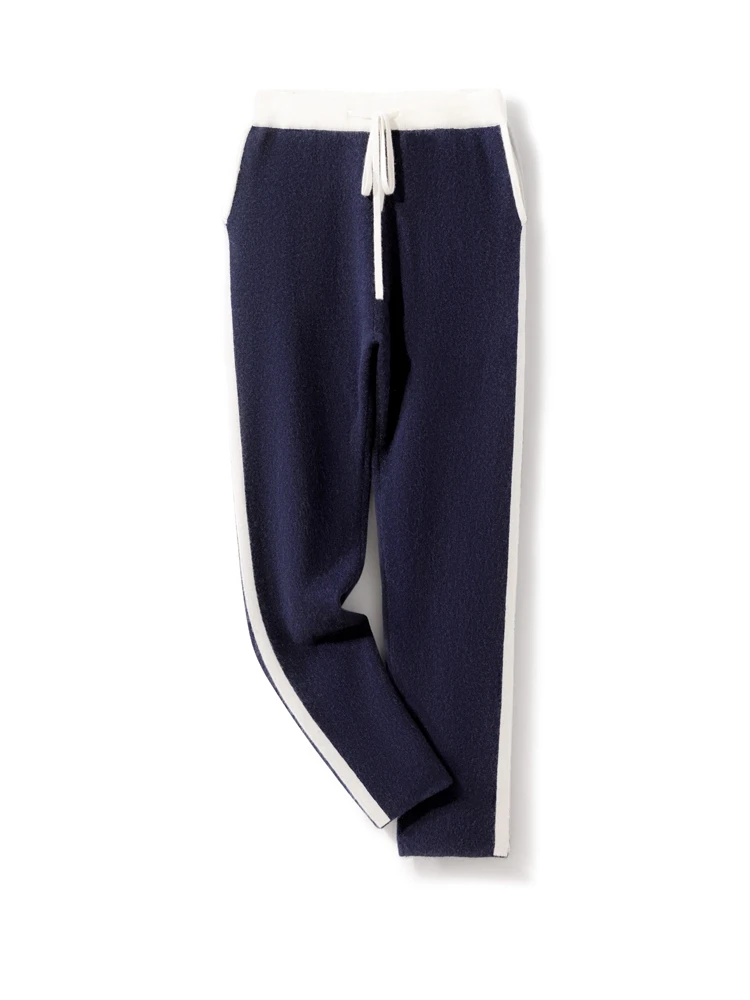 100% cachemire pantalon hommes épais décontracté crayon pantalon automne hiver cordon taille élastique pantalon mode Sport tricoté pantalon
