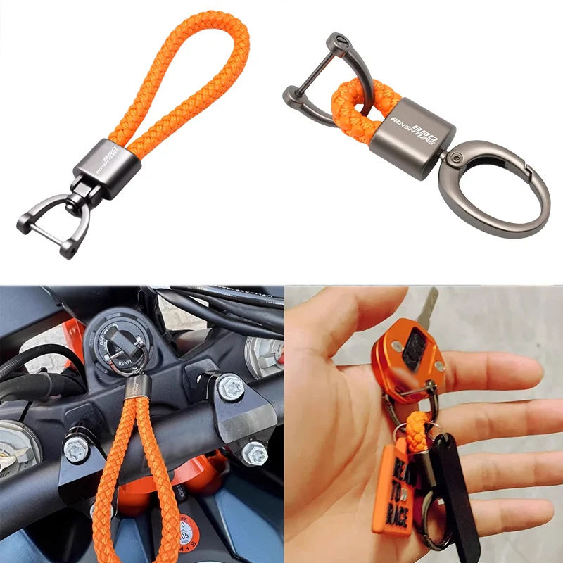 

For KTMR2R 890 Adventure R/Rally 2021 2022 2023 Custom Motorcycle Key Accessories Quality Braided Rope Keychain Alloy Keyring