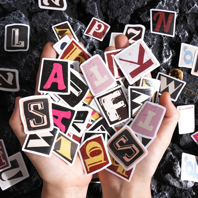 52 pcs A-Z Vintage letter Stickers Mini boxed Adhesive Diy Sticker Gift Sealing Decorative Scrapbooking material