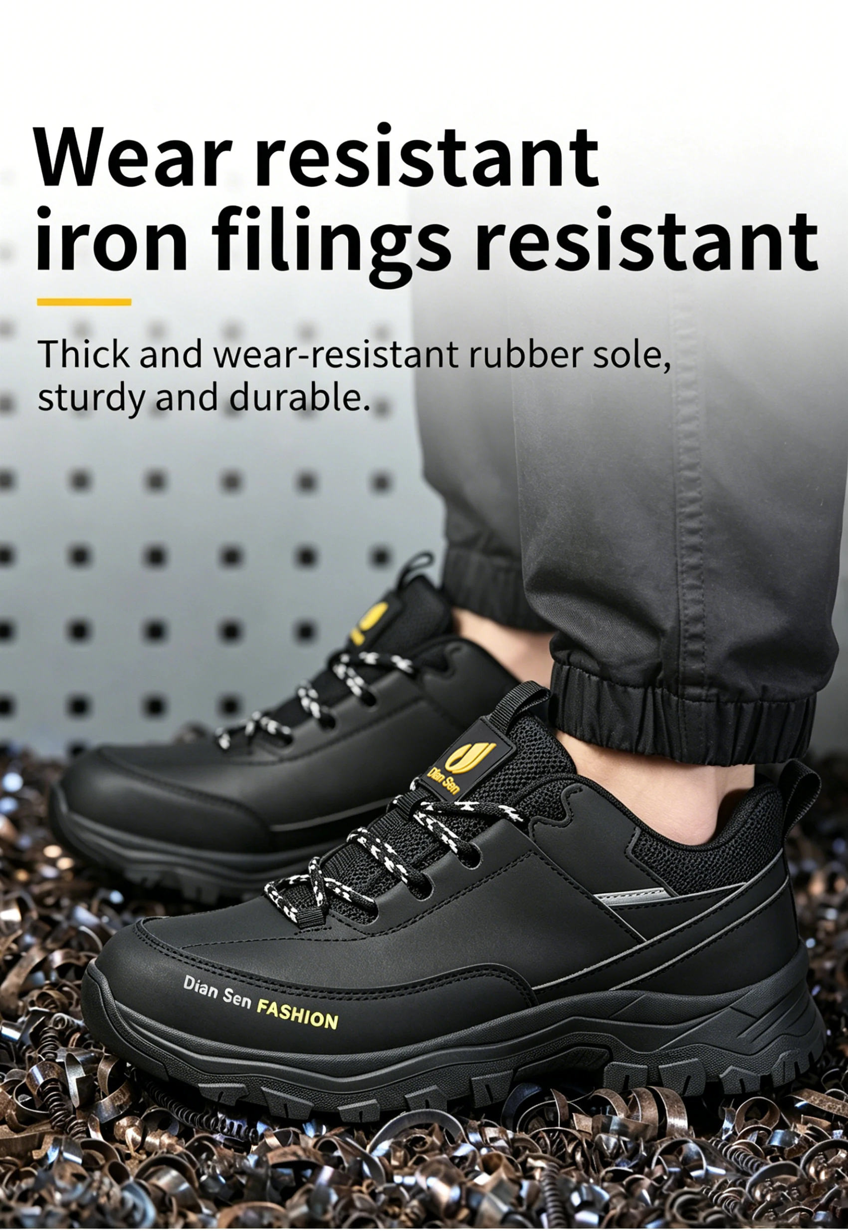 Herren-Sicherheitsschuhe mit Stahlkappe, Arbeitssneaker, Winterschuhe, durchstichsichere Herrenstiefel, wasserabweisend, stoßdämpfend, für den industriellen Einsatz. – Detail 13