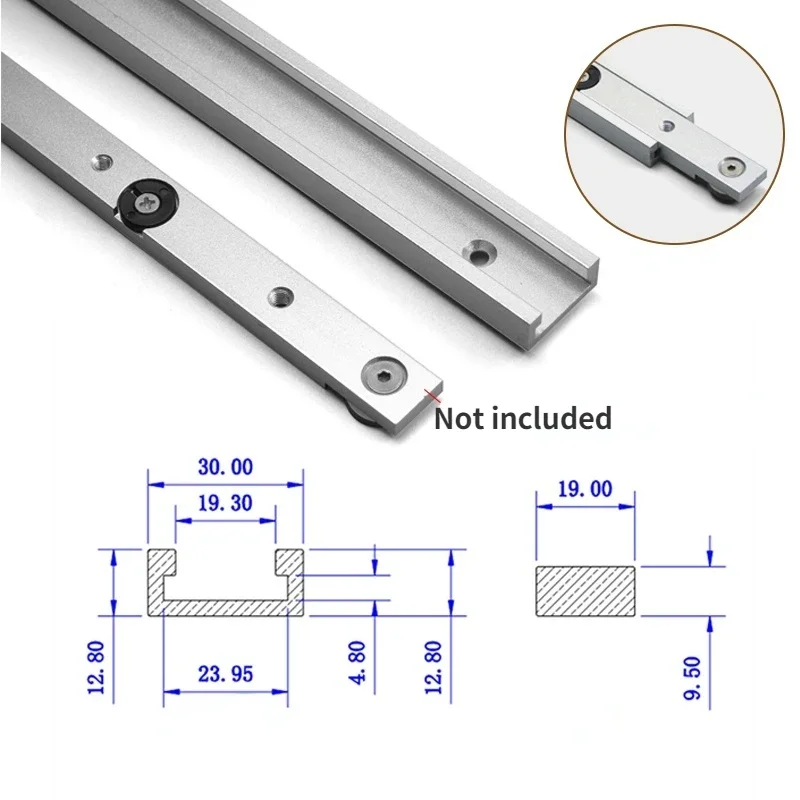 Tipo-30 T-slot Miter Track para madeira, Chute, liga de alumínio, trilho guia para serra de mesa, bancada, T Track, ferramentas DIY, 400-800mm