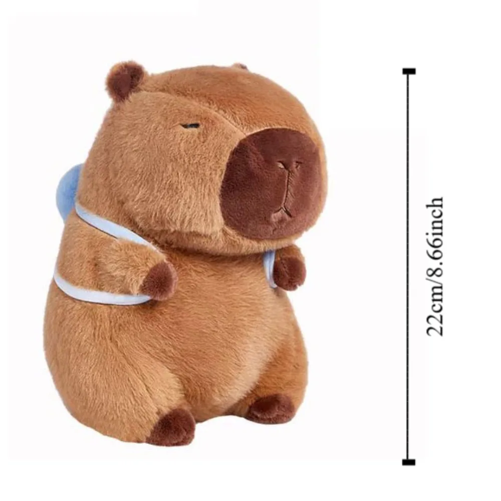 Com concha mochila capivara brinquedo de pelúcia simulação pano boneca capibara anime brinquedo fofo verão dos desenhos animados capivara boneca de pelúcia