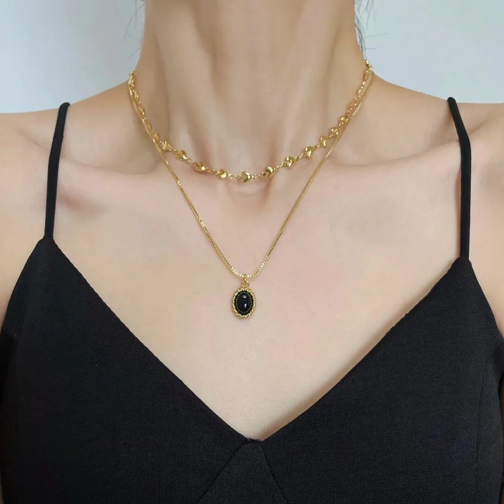 

Элегантное ожерелье с подвеской из черного агата и тигрового глаза, женское серебряное колье с золотым наполнением 18 карат, королевские ювелирные изделия, подарки на день рождения