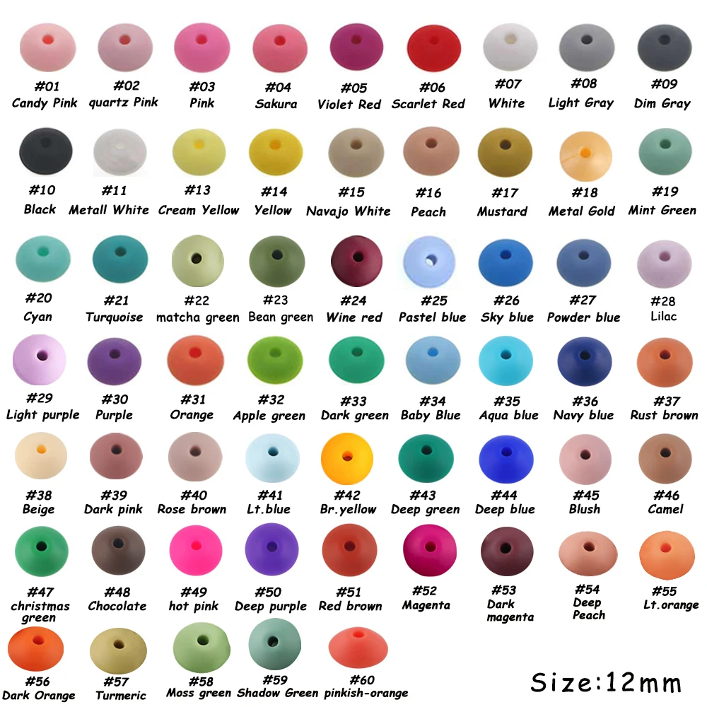 Kovict 50/100pcs 12mm Silicone Lentil Beads For Jewelry Making Abacus Beads DIY Necklace Bracelets Jewelry Accessories