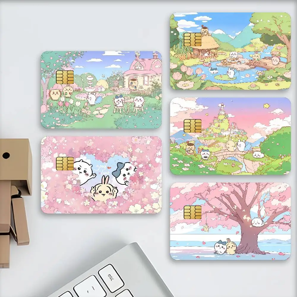 Anime Carton C-Chiikawa-S Waterproof Card Stickers For Credit Cards Debit Cards And Transit Cards 4pcs