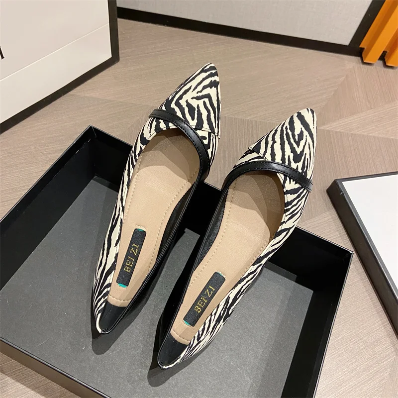 Women Flats 2023 New Spring Summer Casual Shoes Daily Wearing OL Working Shoes Pointed Head Size 35-41 All Match Pu Leather