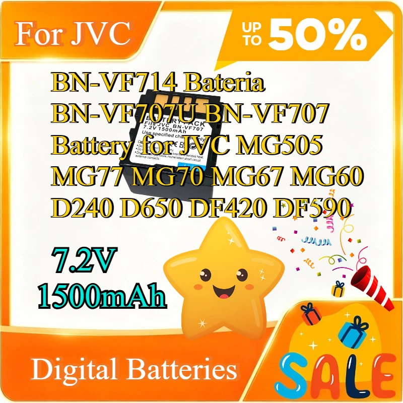 Высококачественная батарея 7.2V 1500mAh BN-VF714 BN-VF707U BN-VF707 для JVC MG505 MG77 MG70 MG67 MG60 D240 D650 DF420 DF590
