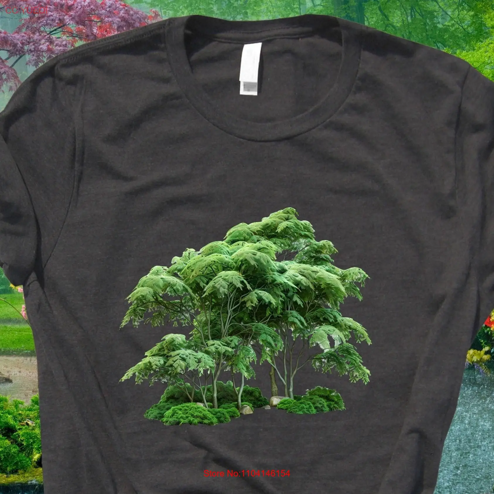 日本の緑の木の自然愛好家のための長袖または半袖のTシャツ