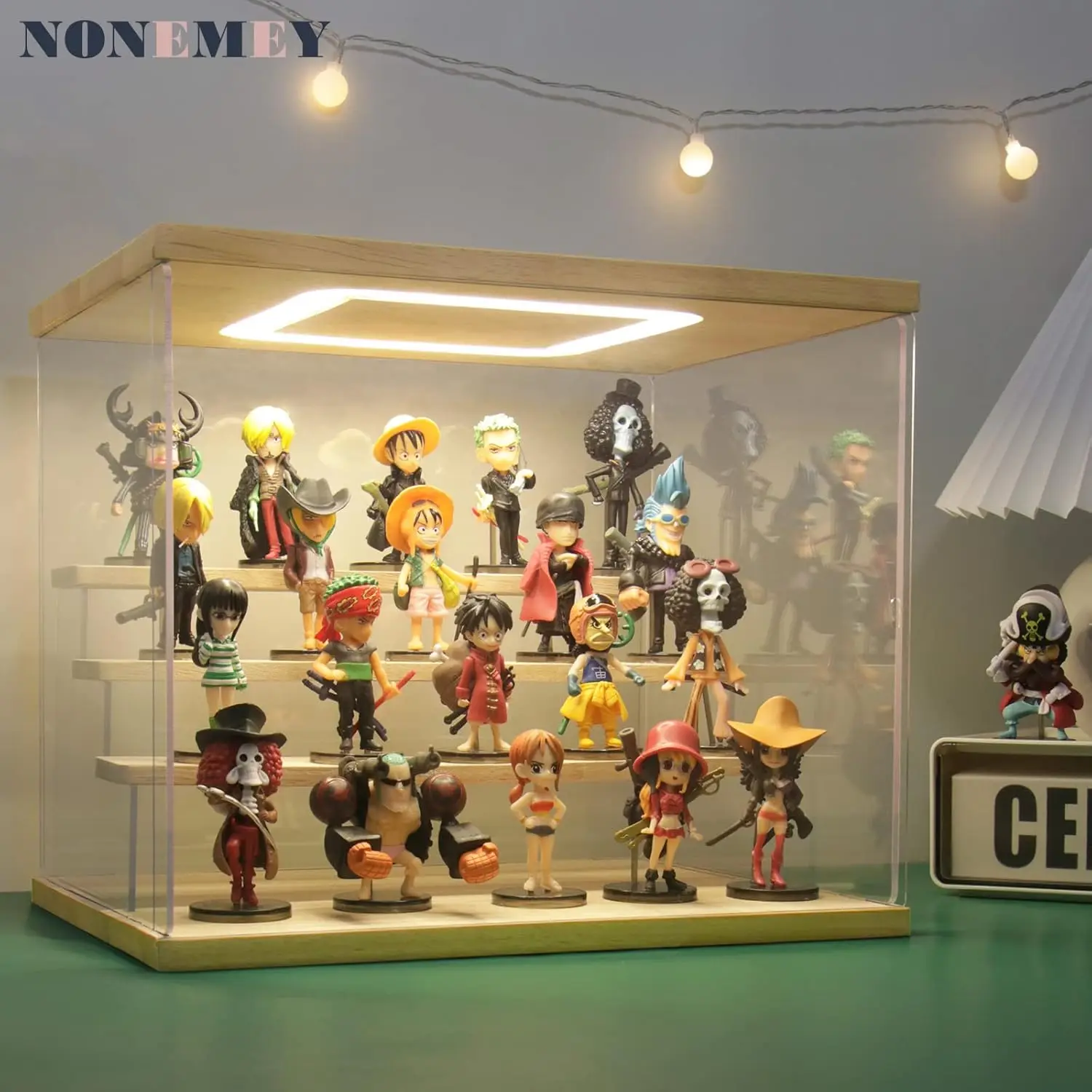 Clear Acrylic Display Case with Light ,3/4/5/6 Tier Multiple Color Lights via Remote Control Dustproof Display Box for Collectib