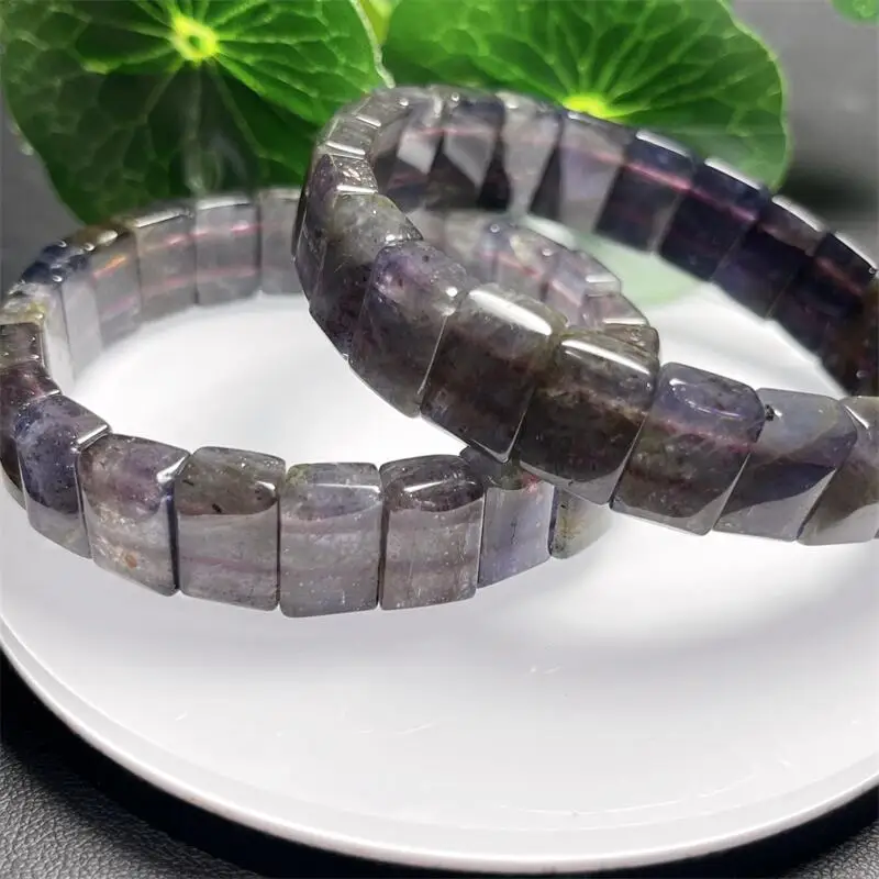 13-16 مللي متر الطبيعية Iolite الكوارتز حبة الإسورة موضة الأحجار الكريمة كريستال مجوهرات الإسورة للنساء شفاء هدية عيد 1 قطعة