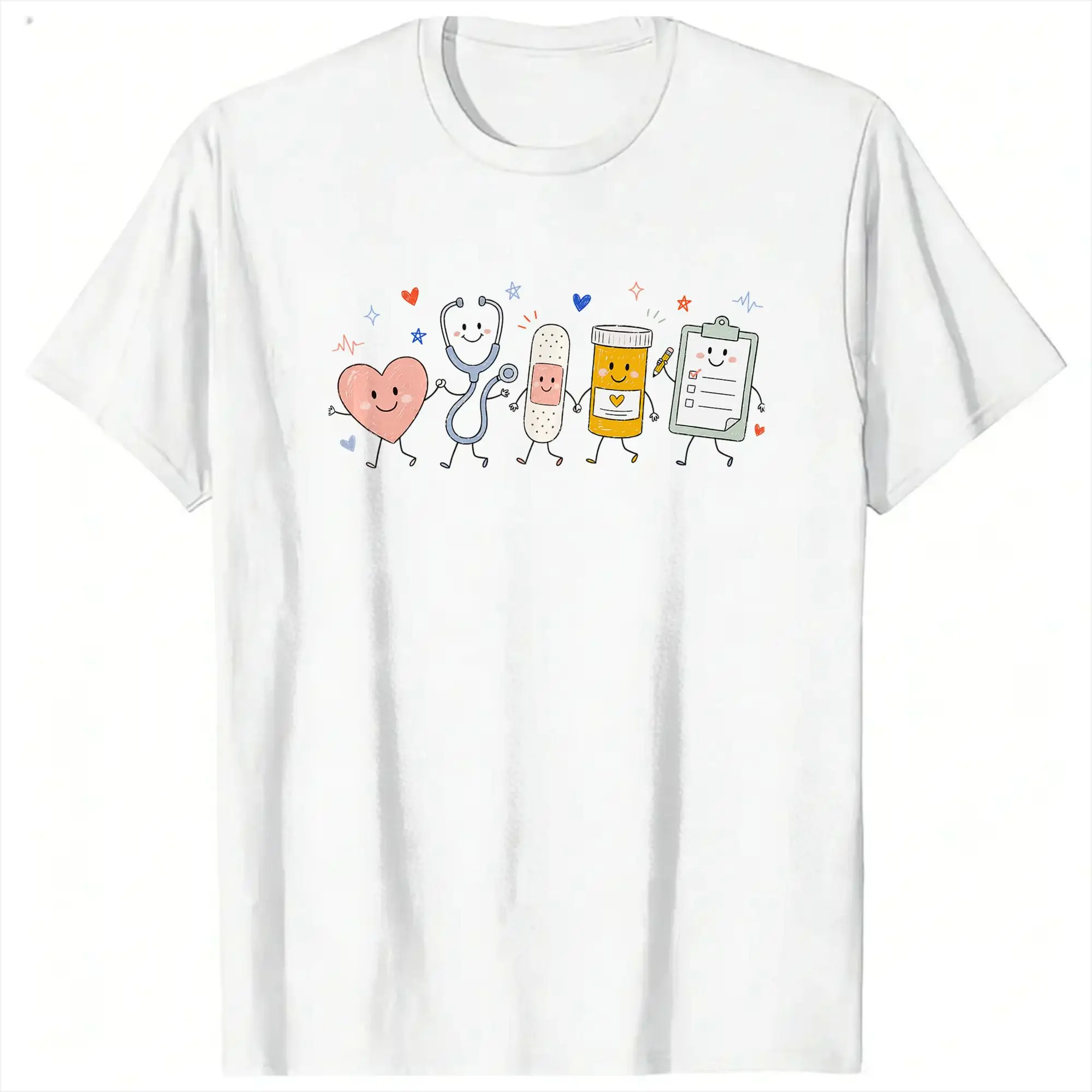 Nurse Life Doodles Funny Nurses Day Nursing Stethoscope T Shirt for Men Novelty T-Shirts Round Neck  Tees Short Sleeve Clothes