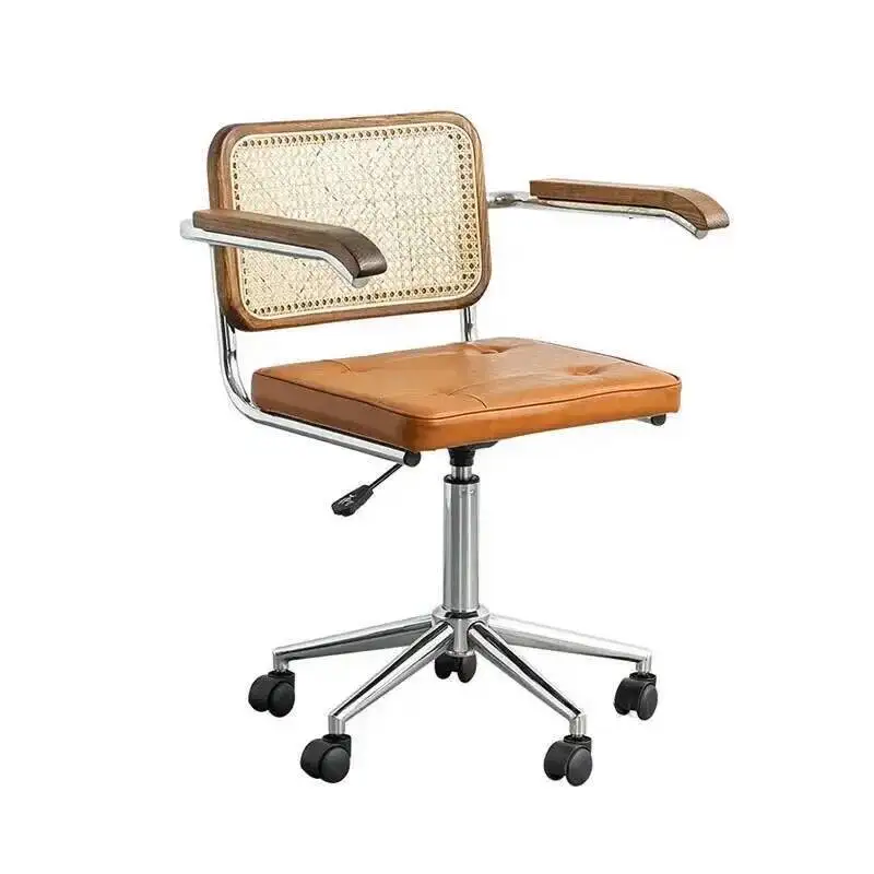 Armchair Gamer Office Chairs Creative Rattan Nordic Office Furniture Lift Swivel Solid Chair Wood Modern Office Computer Chair