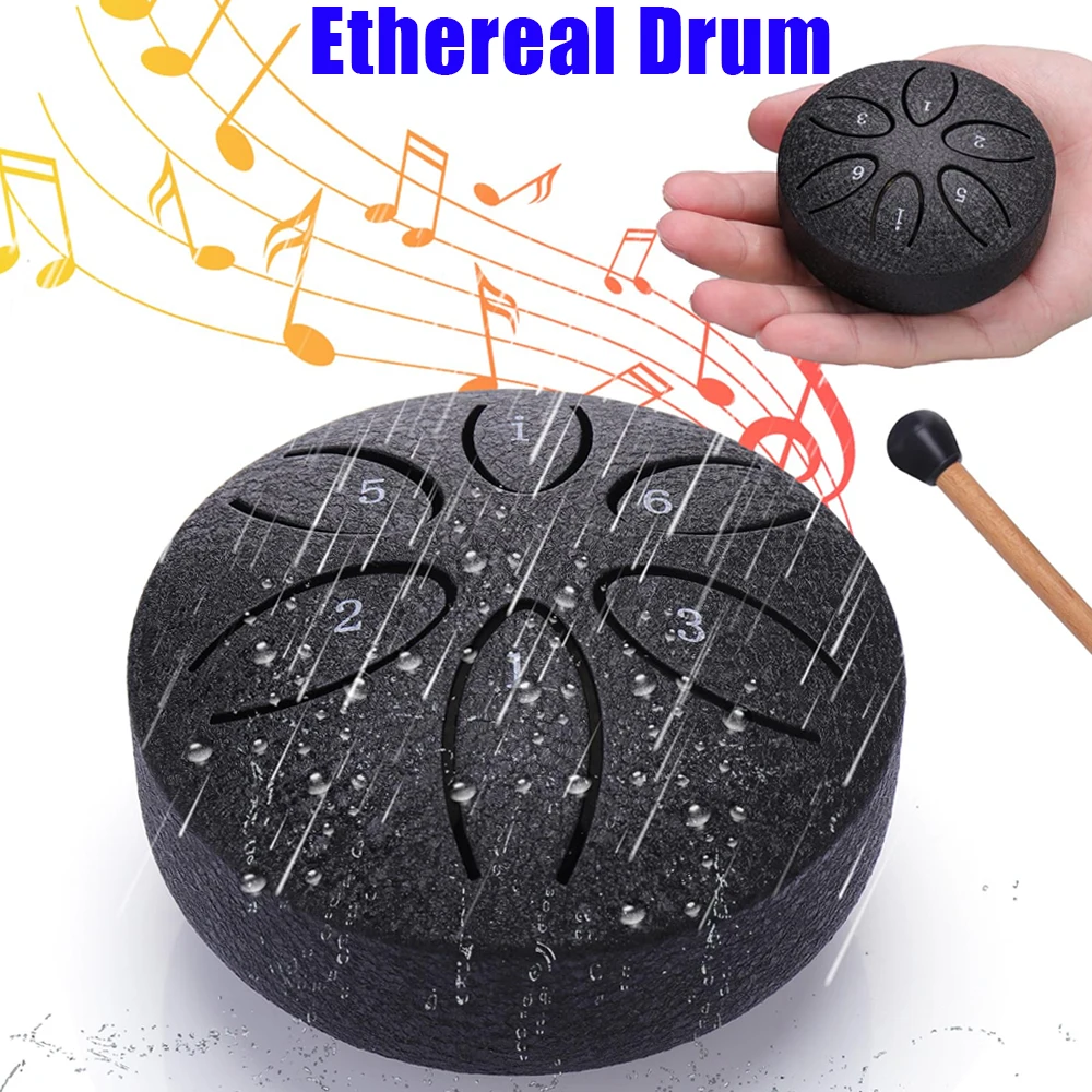 Metal Ethereal Drum with Accessories 3-inch 6-note Mini Children's Musical Instrument Portable Ethereal Drum For Beginners