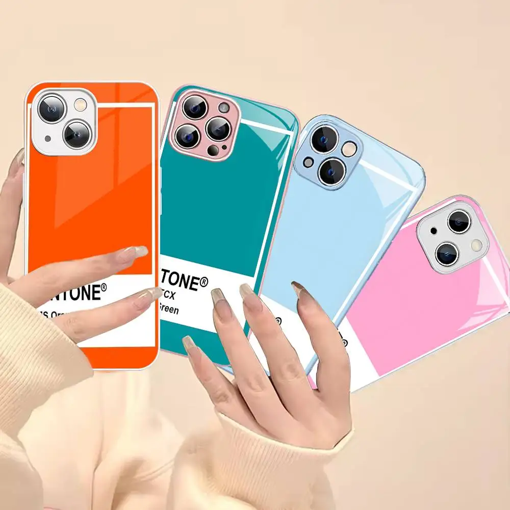 

Pantone Candy Color Tempered Glass For Iphone 14 13 12 11 Pro Mini XS MAX 14Plus X XS XR Fundas