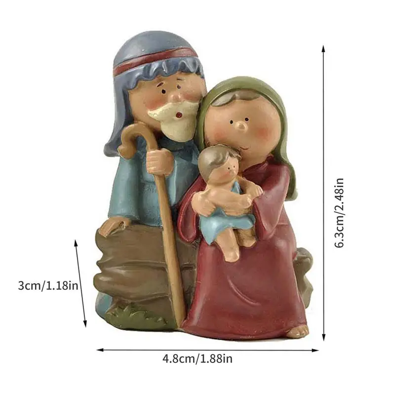 Statue de la sainte famille en résine, Figurine de la nativité de noël, décoration religieuse, Figurine catholique pour la célébration religieuse