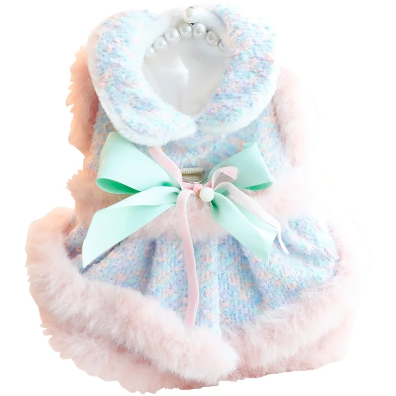 Autumn Winter Dog Cat Princess Dress Sweet Bowknot Cat Dog Skirt Clothes Tutu Dress for Dogs Puppy Teddy Chihuahua