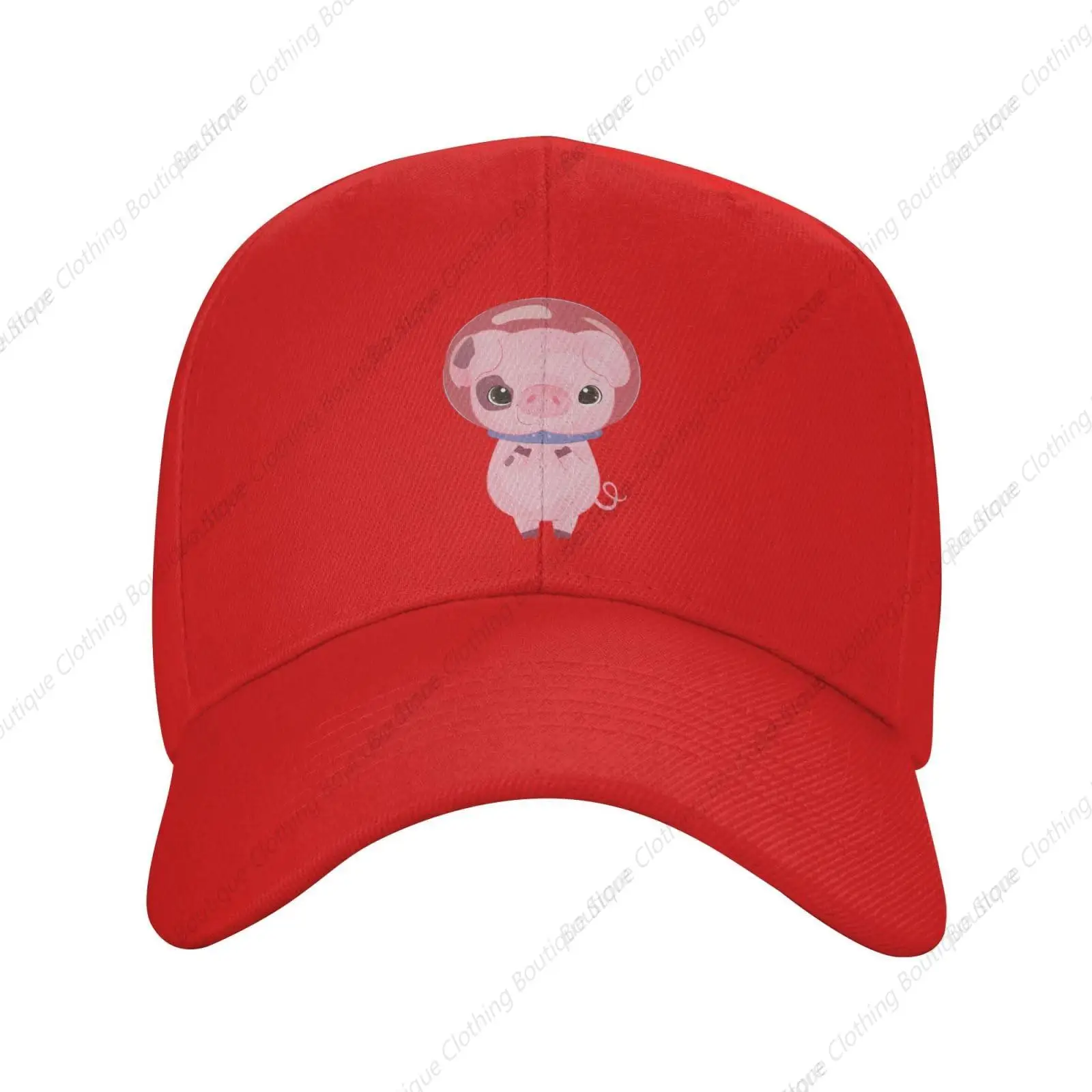 Cute Little Piggy Astronaut Trucker Baseball Cap for Men Women Golf Hats Adjustable Dad Hat