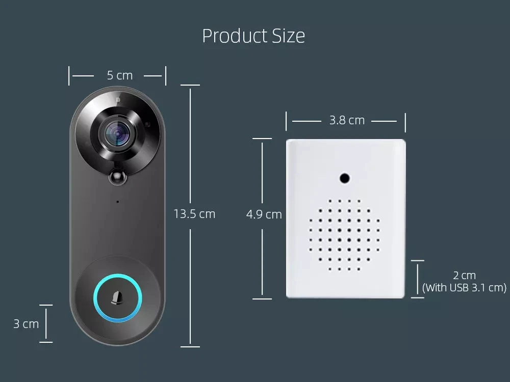 WiFi HD 1080P Video Doorbell Smart Wireless Doorbell High Definition Security Camera Ring Doorbell view 3