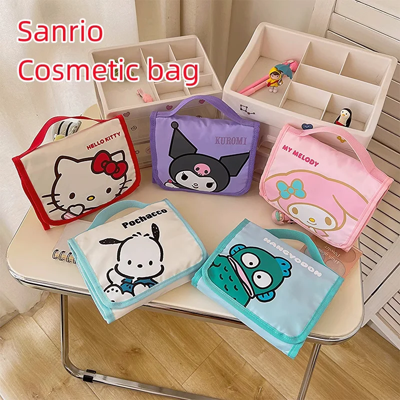 

Kawaii HelloKitty Складная Сумочка для косметики Sanrio портативная косметическая сумка для хранения туалетных принадлежностей для путешествий большая емкость