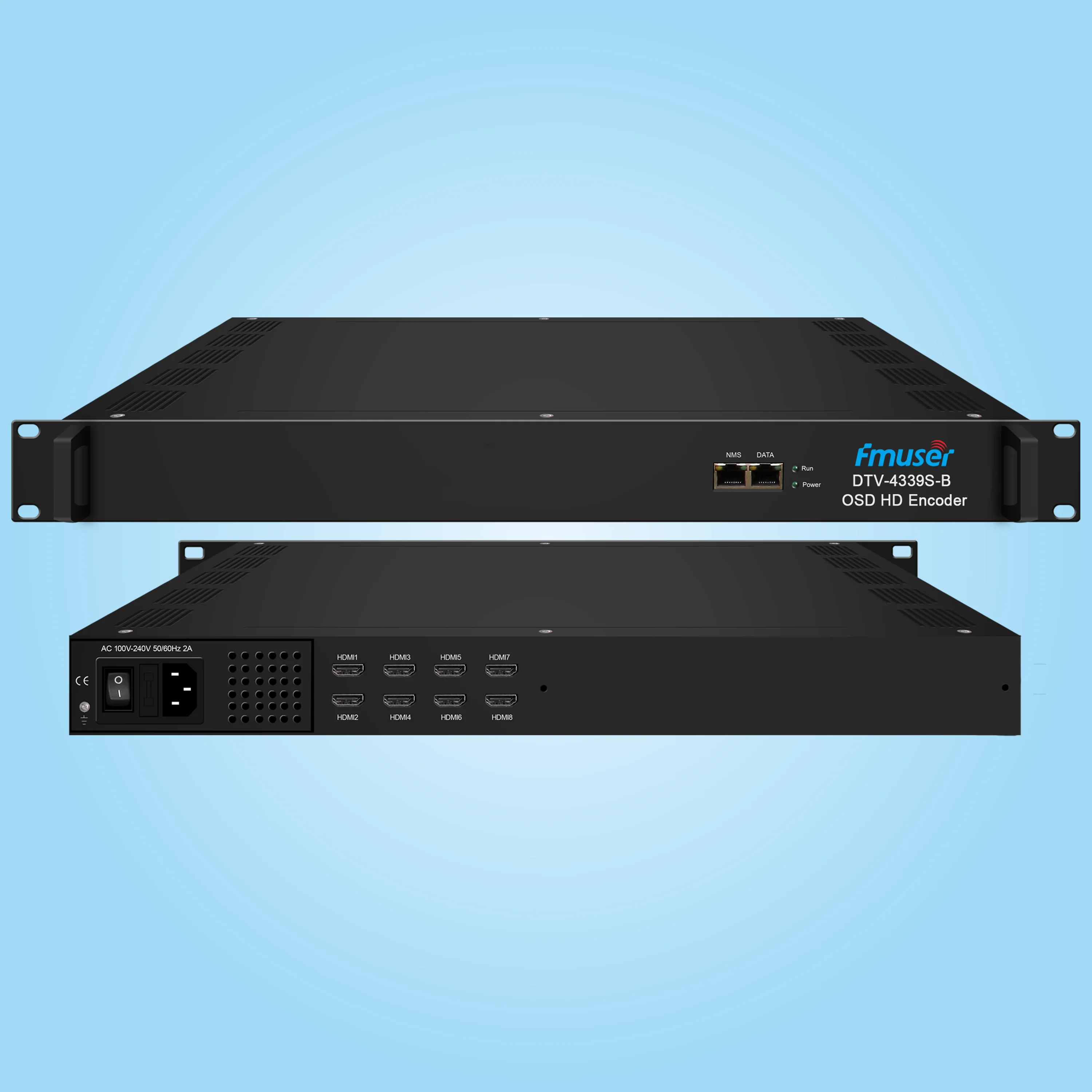 

FMUSER DTV-4339/47/55S-B 8/16/24 HD Mepg4/H.264 in 1/2/3MPTS and 8/16/24SPTS OSD Encoder