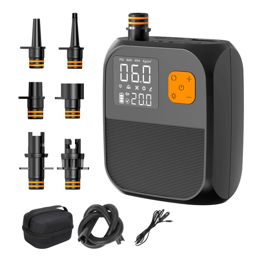 6000mAh Touch Screen Electric Pump 20PSI Pump Two-stage Inflator For Kayaks Plastic Copper Wash And Maintenance Accessories